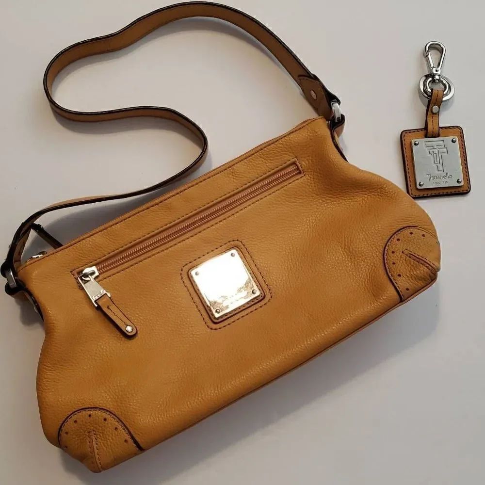 Tiganello Leather Mustard Yellow Shoulder Bag and Keyring